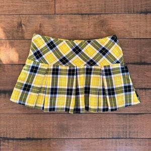 yellow plaid pleated mini skirt y2k clueless preppy size s